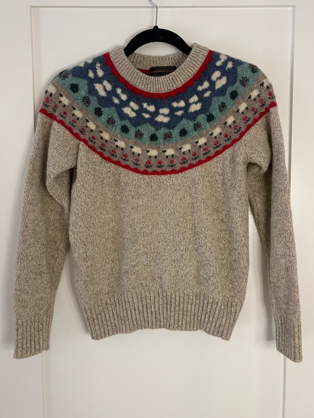 Vintage Eddie Bauer Sheep Wool Blend Nordic Fair Isle Sweater Size Small